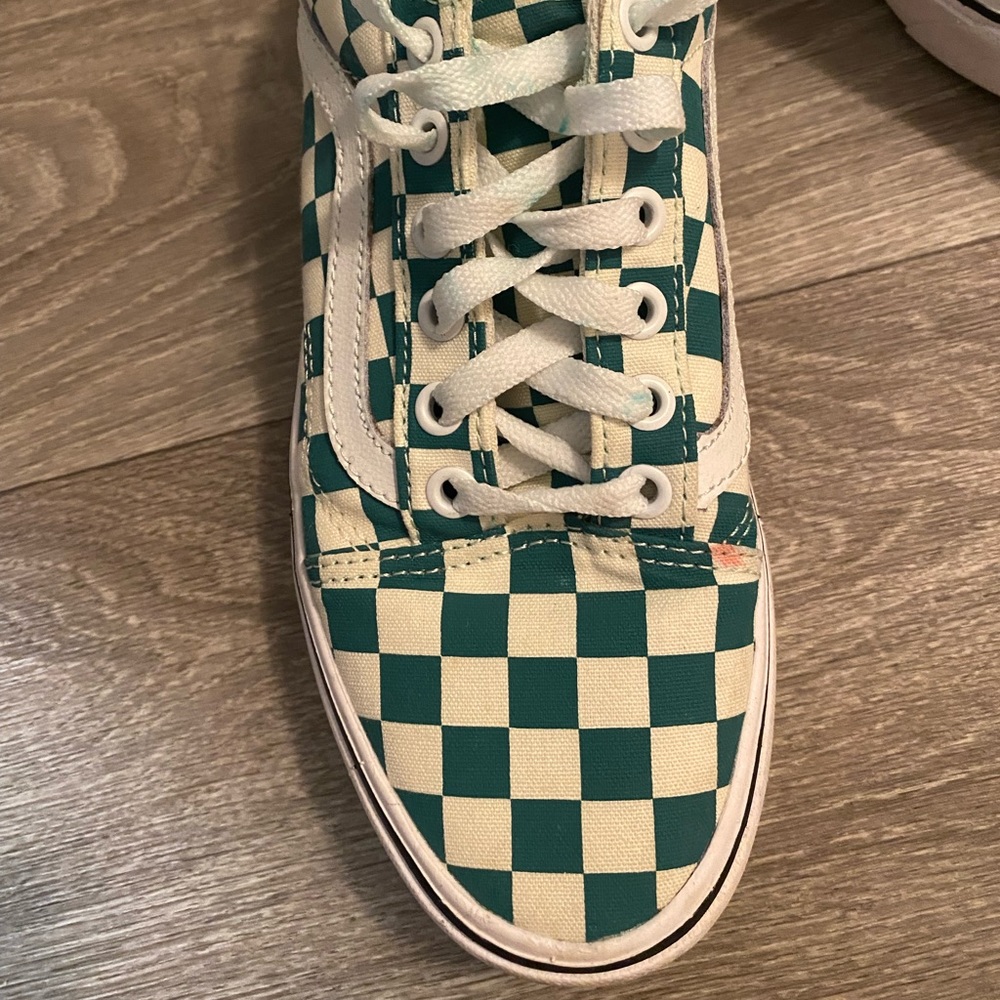Green and White Checkered Vans